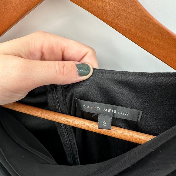DAVID MEISTER NWT Black Ruched Cowl Neck Dress // 8 - Picture 3 of 11